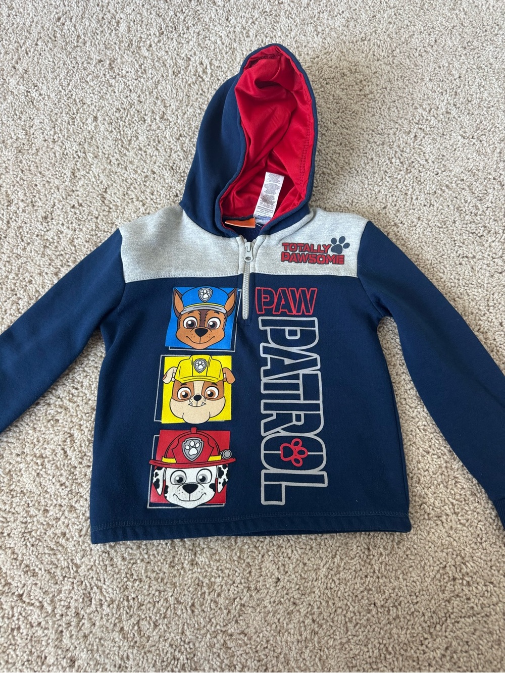 Nickelodeon Navy Blue Hoodie with Red Lined Hood and Colorful Character Panels